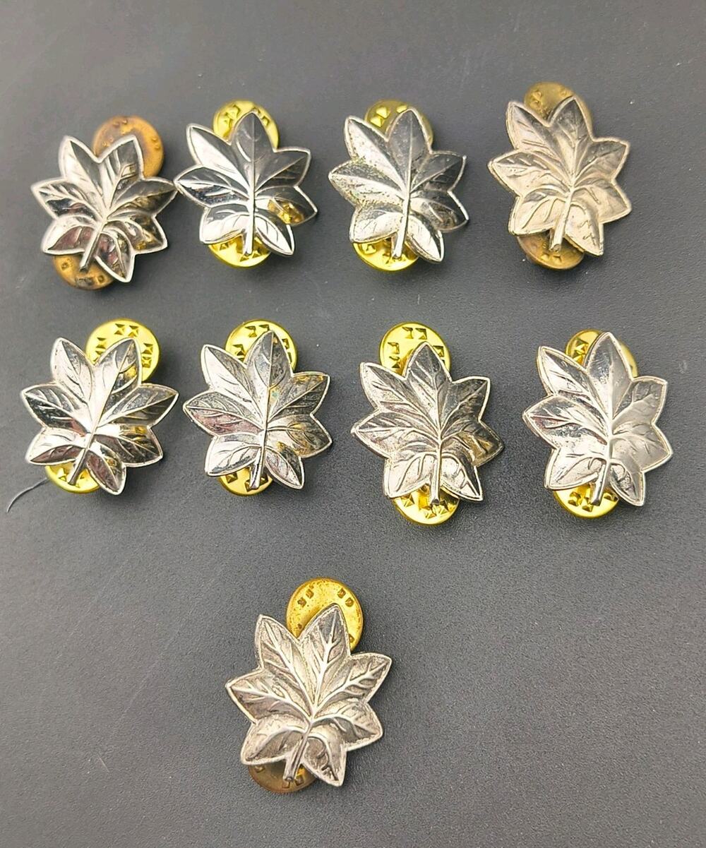 Vintage Sterling Silver US Army Lt Colonel Shoulder Insignia - LTC Oak Leaf Pin